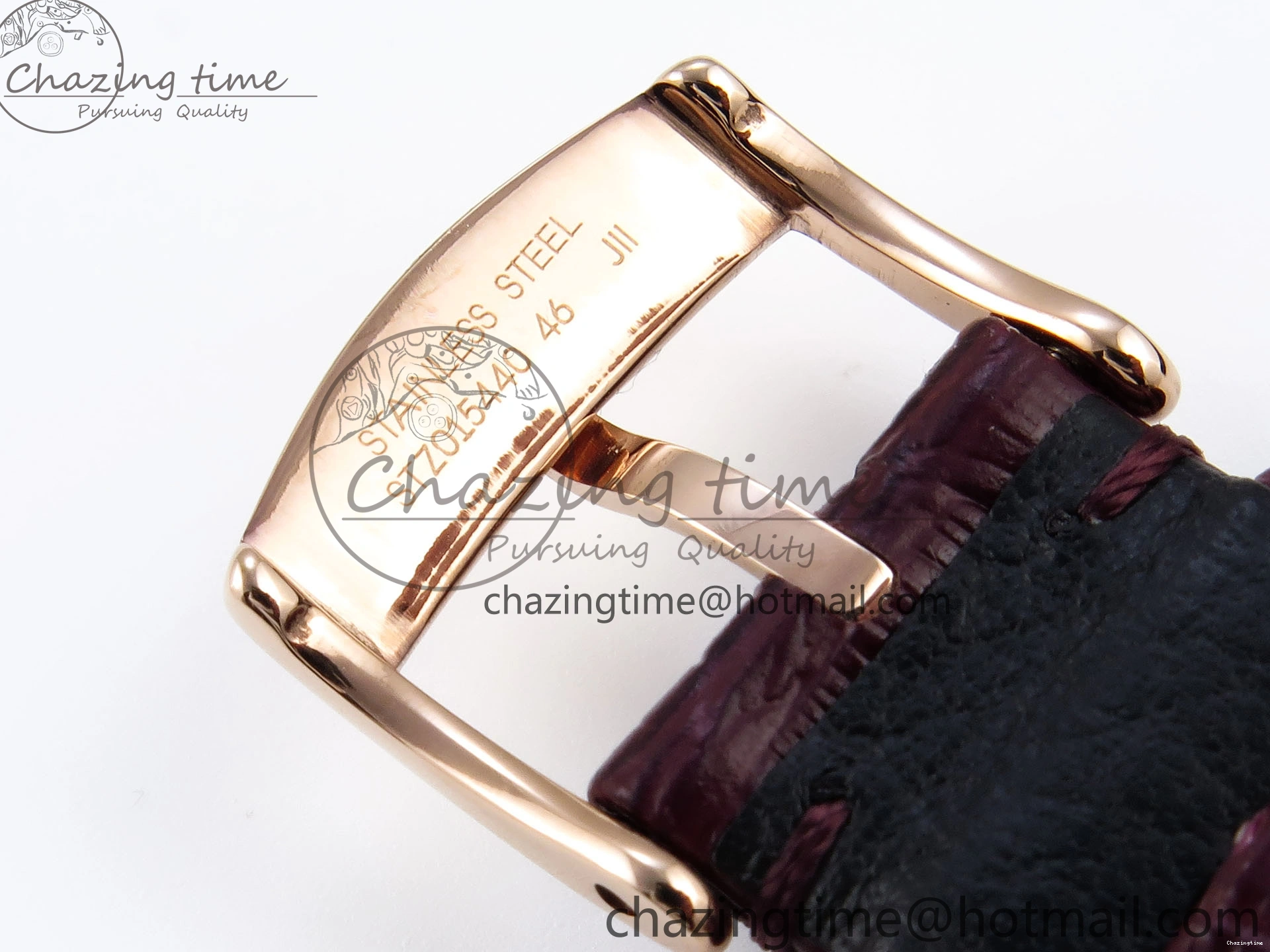 0203 Modern De Ville Date RG MKF 1:1 Best Edition White Textured Dial Roman Marker on Brown Leather Strap A 7752